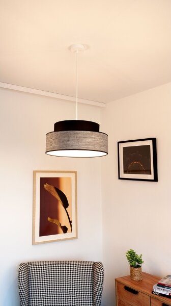 Lustră pe cablu GRACE 1xE27/60W/230V negru/gri
