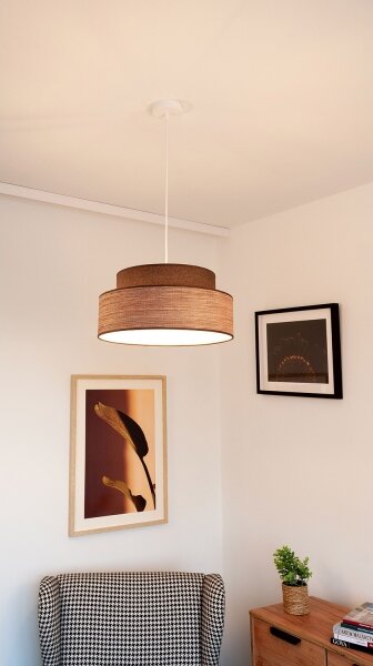 Lustră pe cablu GRACE 1xE27/60W/230V maro/bej