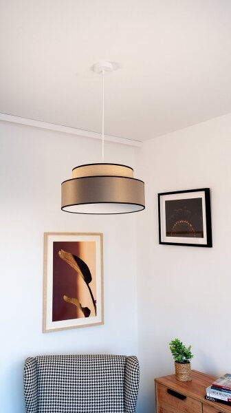 Lustră pe cablu GRACE 1xE27/60W/230V bej/maro