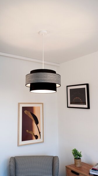 Lustră pe cablu GRACE 1xE27/60W/230V negru/gri