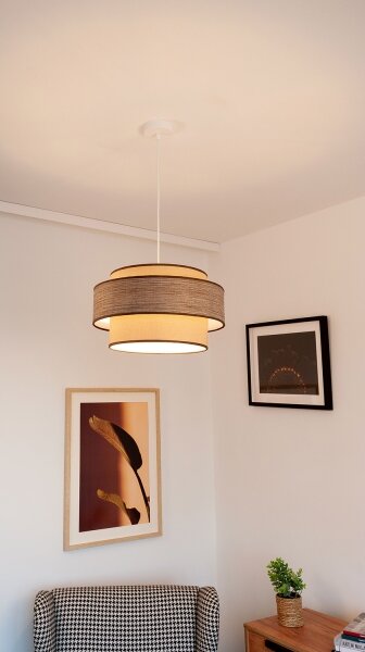 Lustră pe cablu GRACE 1xE27/60W/230V bej/maro
