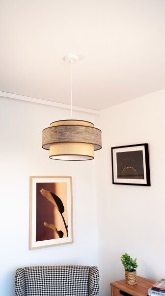 Lustră pe cablu GRACE 1xE27/60W/230V bej/maro