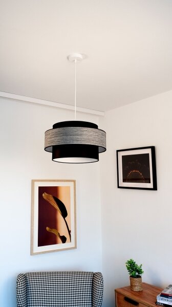 Lustră pe cablu GRACE 1xE27/60W/230V negru/gri