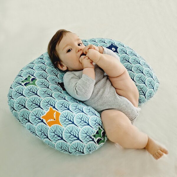 Perna pentru alaptare multifunctionala 3 in 1 Kidizi Celia Animals Mint, poate fi utilizat ca si suport tummy time si fotoliu bebe