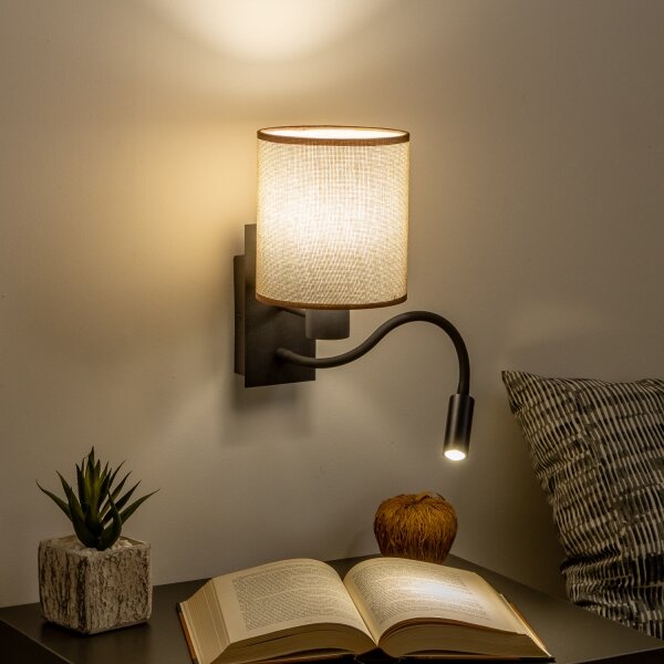 Lampă LED de perete Brilagi NUBILA 1xE27/25W/230V + LED/3W negru/maro