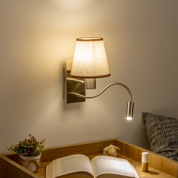 Lampă LED de perete Brilagi NUBILA 1xE27/25W/230V + LED/3W crom mat/maro