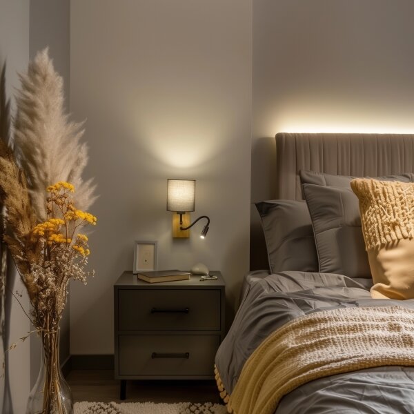 Lampă LED de perete Brilagi NUBILA WOOD 1xE27/25W/230V + LED/3W stejar/antracit