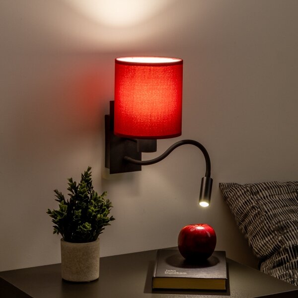 Lampă LED de perete Brilagi NUBILA 1xE27/25W/230V + LED/3W negru/roșu Pompeian