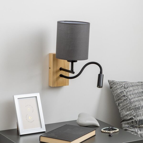 Lampă LED de perete Brilagi NUBILA WOOD 1xE27/25W/230V + LED/3W stejar/antracit