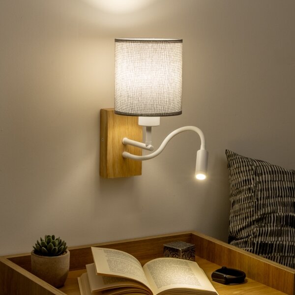 Lampă LED de perete Brilagi NUBILA WOOD 1xE27/25W/230V + LED/3W stejar/gri