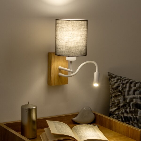 Lampă LED de perete Brilagi NUBILA WOOD 1xE27/25W/230V + LED/3W stejar/antracit