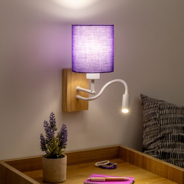 Lampă LED de perete Brilagi NUBILA WOOD 1xE27/25W/230V + LED/3W stejar/mov