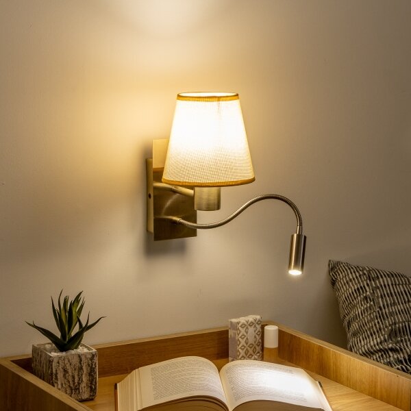 Lampă LED de perete Brilagi NUBILA 1xE27/25W/230V + LED/3W alamă/maro deschis