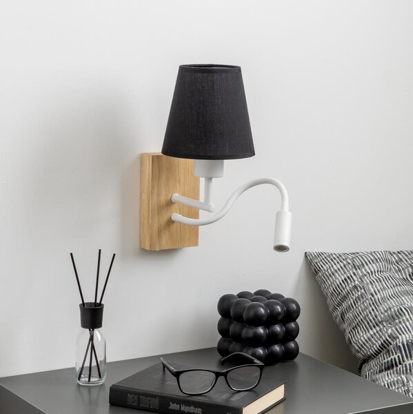 Lampă LED de perete Brilagi NUBILA WOOD 1xE27/25W/230V + LED/3W stejar/negru