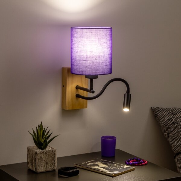 Lampă LED de perete Brilagi NUBILA WOOD 1xE27/25W/230V + LED/3W stejar/mov
