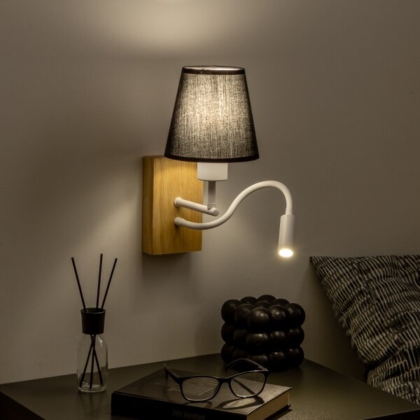 Lampă LED de perete Brilagi NUBILA WOOD 1xE27/25W/230V + LED/3W stejar/negru
