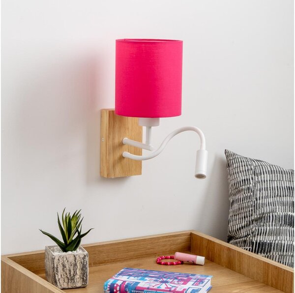 Lampă LED de perete Brilagi NUBILA WOOD 1xE27/25W/230V + LED/3W stejar/roz