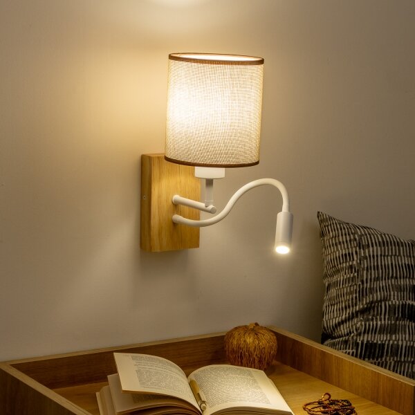 Lampă LED de perete Brilagi NUBILA WOOD 1xE27/25W/230V + LED/3W stejar/maro