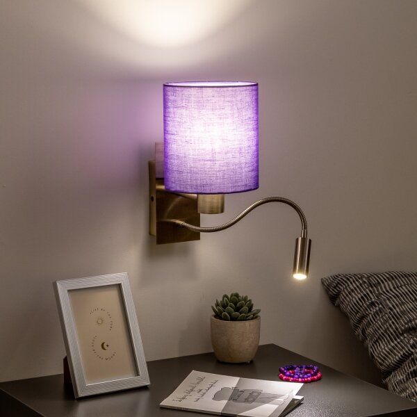Lampă LED de perete Brilagi NUBILA 1xE27/25W/230V + LED/3W alamă/mov