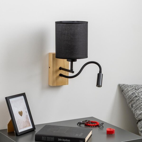 Lampă LED de perete Brilagi NUBILA WOOD 1xE27/25W/230V + LED/3W stejar/negru