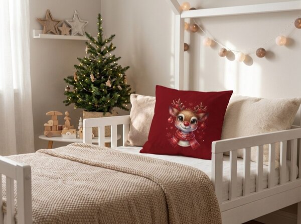 3D husa pentru perna din microfibra MERRY FAWN 45x45 cm, rosu