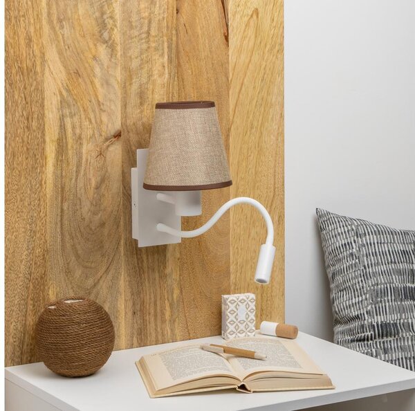 Lampă LED de perete Brilagi NUBILA 1xE27/25W/230V + LED/3W alb/maro