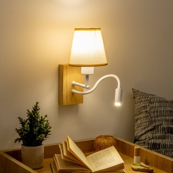 Lampă LED de perete Brilagi NUBILA WOOD 1xE27/25W/230V + LED/3W stejar/maro deschis