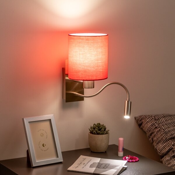 Lampă LED de perete Brilagi NUBILA 1xE27/25W/230V + LED/3W crom mat/roz