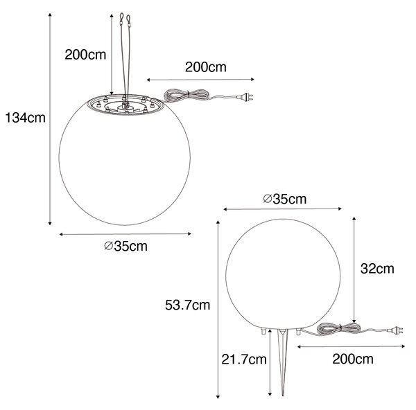 Lampă inteligentă de exterior albă 35 cm IP65 incl. WiFi A60 - Nura