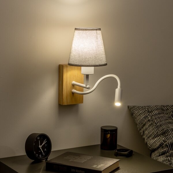 Lampă LED de perete Brilagi NUBILA WOOD 1xE27/25W/230V + LED/3W stejar/gri