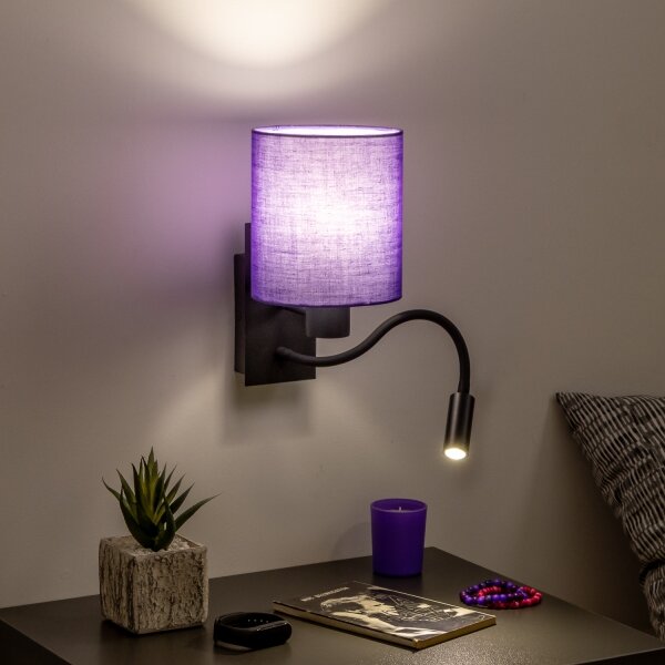 Lampă LED de perete Brilagi NUBILA 1xE27/25W/230V + LED/3W negru/mov