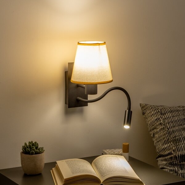 Lampă LED de perete Brilagi NUBILA 1xE27/25W/230V + LED/3W negru/maro deschis