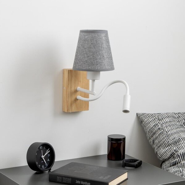 Lampă LED de perete Brilagi NUBILA WOOD 1xE27/25W/230V + LED/3W stejar/gri