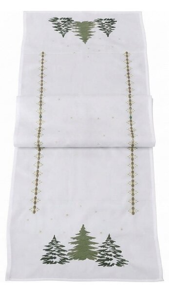 Napron de masa de Craciun EVERGREEN CHARM 40x140 cm, alb