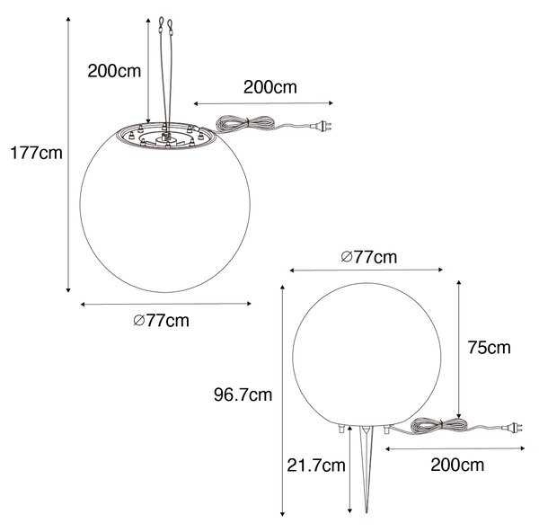 Lampă inteligentă de exterior gri 77 cm IP44 incl. Wifi A60 - Nura