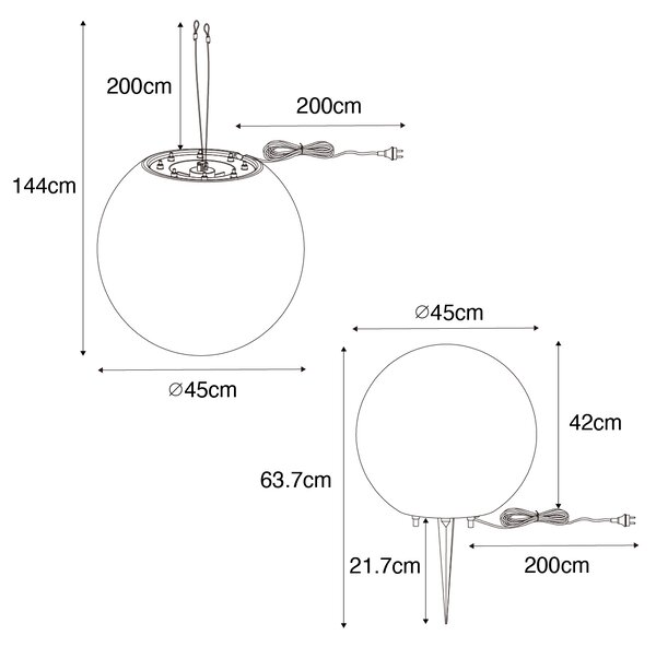 Lampă inteligentă de exterior albă 45 cm IP65 incl WiFi A60 - Nura