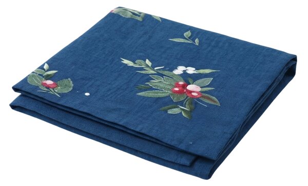 Fata de masa decorativa de Craciun WINTER BERRIES 40x150 cm, albastru inchis