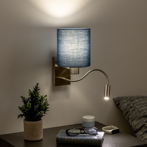 Lampă LED de perete Brilagi NUBILA 1xE27/25W/230V + LED/3W crom mat/albastru închis