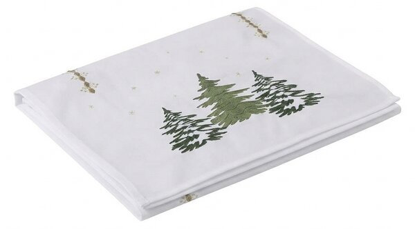 Napron de masa de Craciun EVERGREEN CHARM 40x140 cm, alb