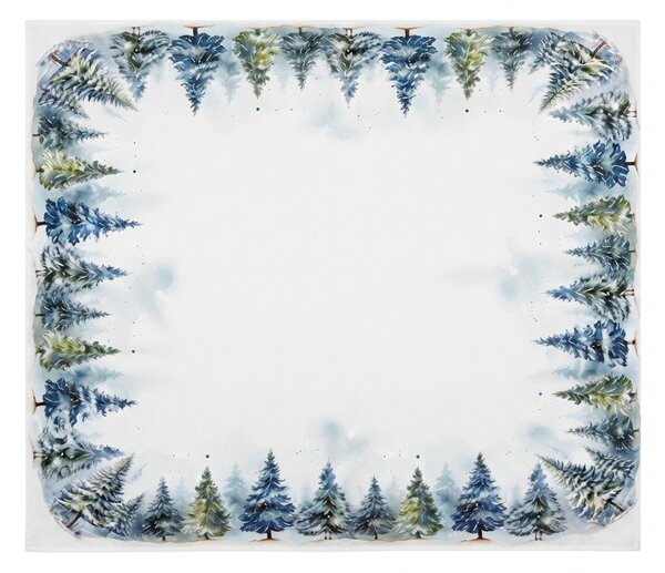 Napron de Craciun SNOWY FOREST 85x85 cm, alb