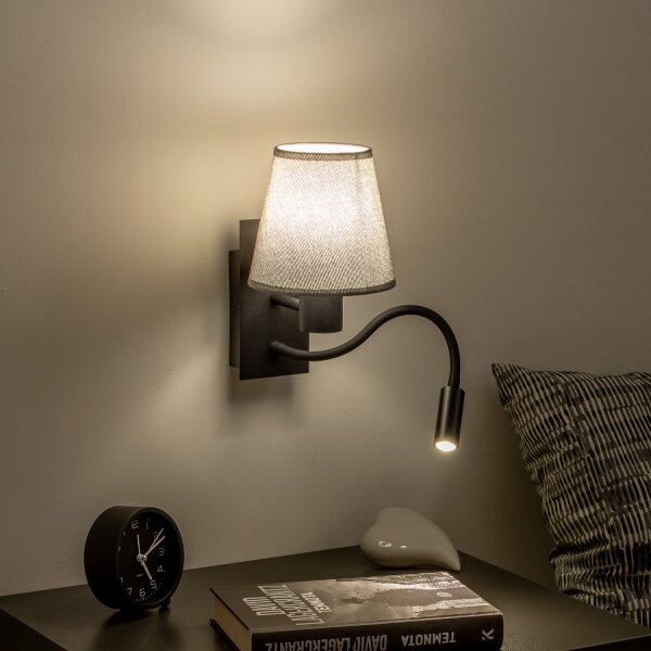 Lampă LED de perete Brilagi NUBILA 1xE27/25W/230V + LED/3W negru/gri