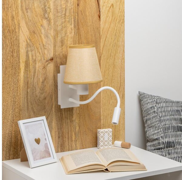 Lampă LED de perete Brilagi NUBILA 1xE27/25W/230V + LED/3W alb/maro deschis