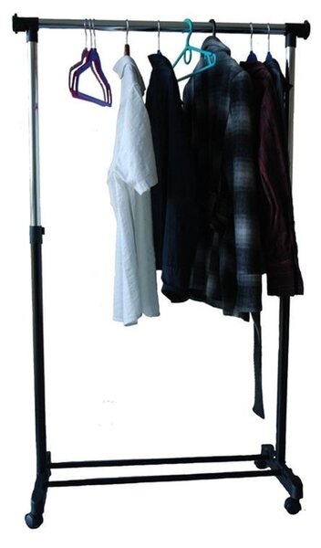 Suport umerase haine, stand incaltaminte, inaltime ajustabila 163x145x45 cm, 4 roti, otel cromat