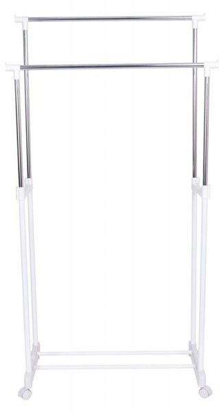 Suport dublu pentru umerase, raft incaltaminte, roti transport, inaltime ajustabila 159x80x41 cm