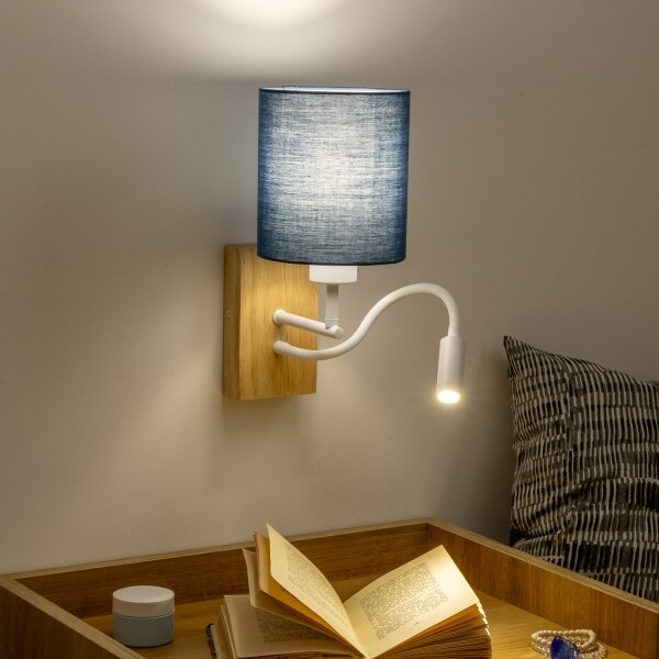 Lampă LED de perete Brilagi NUBILA WOOD 1xE27/25W/230V + LED/3W stejar/albastru închis