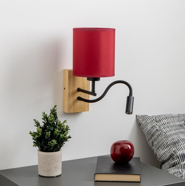 Lampă LED de perete Brilagi NUBILA WOOD 1xE27/25W/230V + LED/3W stejar/roșu Pompeian