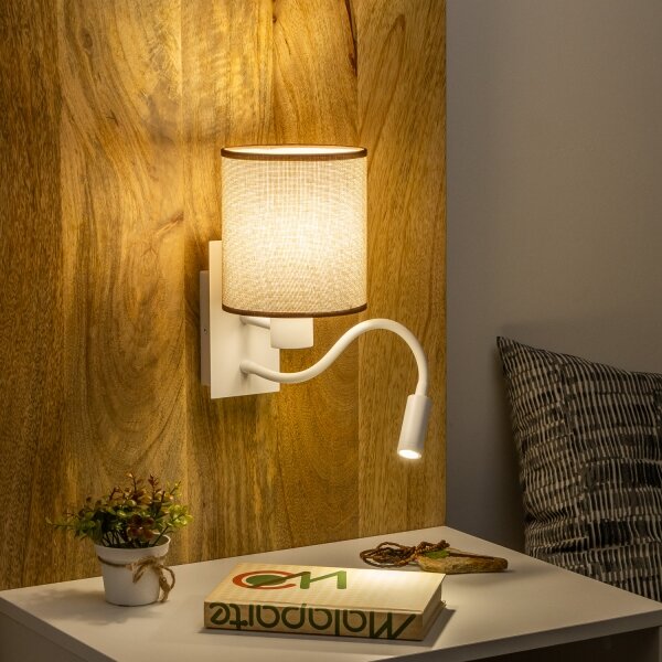Lampă LED de perete Brilagi NUBILA 1xE27/25W/230V + LED/3W alb/maro