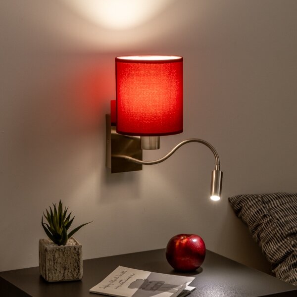Lampă LED flexibilă de perete Brilagi NUBILA 1xE27/25W/230V + LED/3W crom/roșu Pompeian