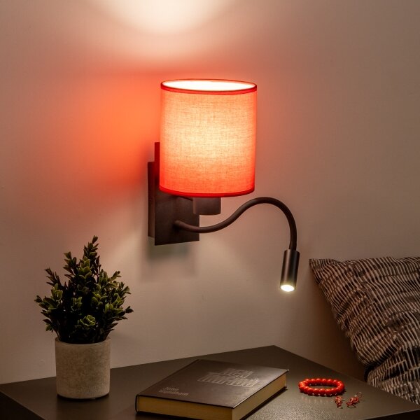 Lampă LED de perete Brilagi NUBILA 1xE27/25W/230V + LED/3W negru/roșu