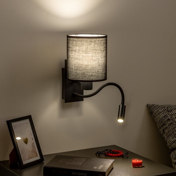 Lampă LED de perete Brilagi NUBILA 1xE27/25W/230V + LED/3W negru